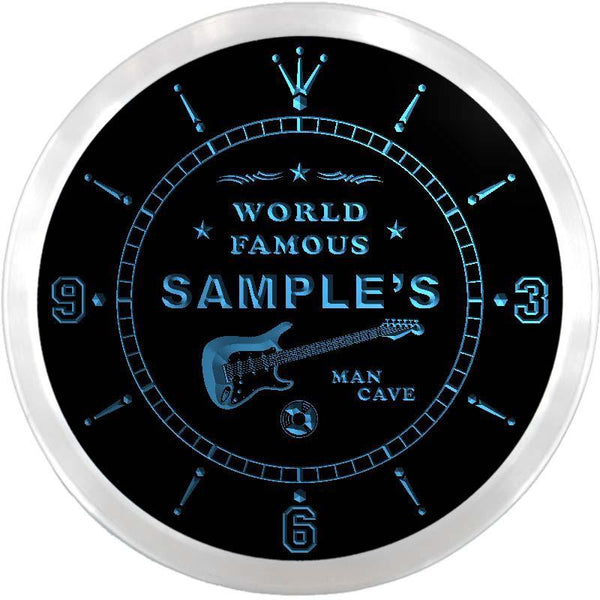ADVPRO Travis Man Cave Guitar Lounge Custom Name Neon Sign Clock ncx0120-tm - Blue