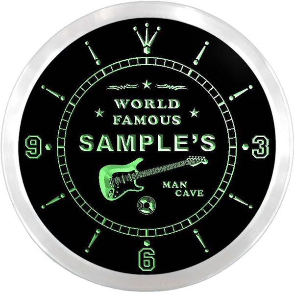 ADVPRO Travis Man Cave Guitar Lounge Custom Name Neon Sign Clock ncx0120-tm - Green