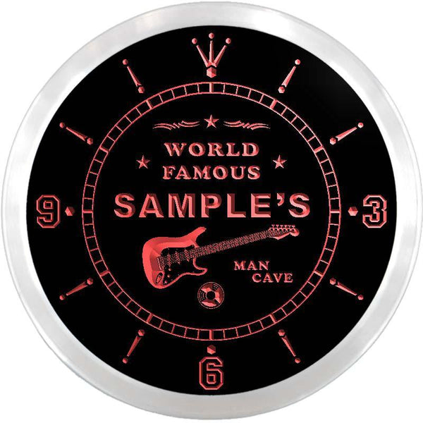 ADVPRO Travis Man Cave Guitar Lounge Custom Name Neon Sign Clock ncx0120-tm - Red