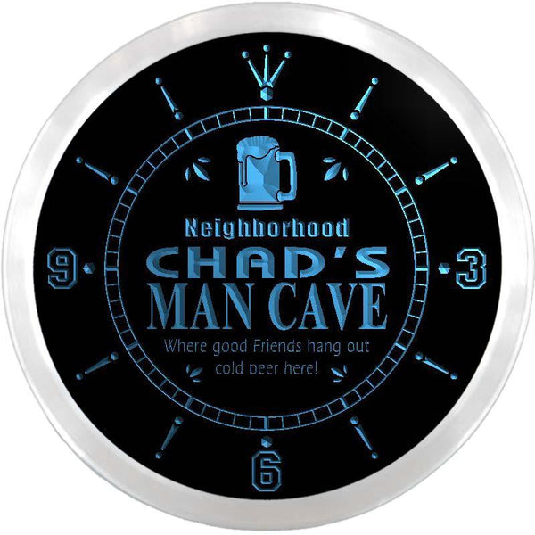 ADVPRO Chad's Man Cave Pub Custom Name Neon Sign Clock ncx0121-tm - Blue