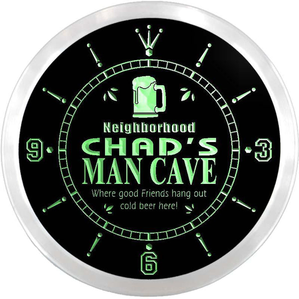 ADVPRO Chad's Man Cave Pub Custom Name Neon Sign Clock ncx0121-tm - Green