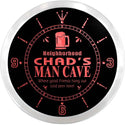 ADVPRO Chad's Man Cave Pub Custom Name Neon Sign Clock ncx0121-tm - Red