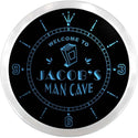 ADVPRO Jacob's Man Cave Home Theater Custom Name Neon Sign Clock ncx0122-tm - Blue