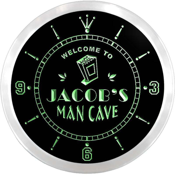 ADVPRO Jacob's Man Cave Home Theater Custom Name Neon Sign Clock ncx0122-tm - Green