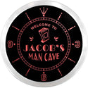 ADVPRO Jacob's Man Cave Home Theater Custom Name Neon Sign Clock ncx0122-tm - Red