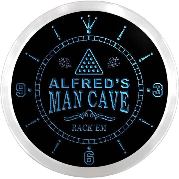 ADVPRO Alfred's Man Cave Karaoke Lounge Custom Name Neon Sign Clock ncx0123-tm - Blue