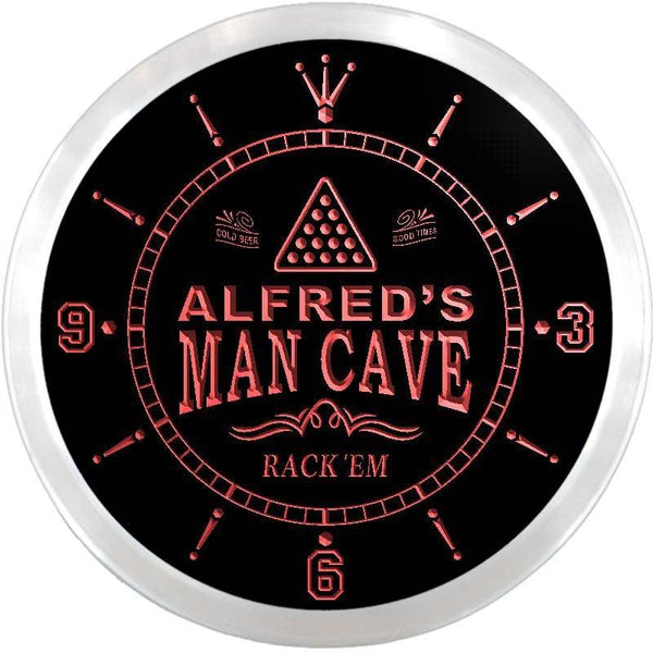 ADVPRO Alfred's Man Cave Karaoke Lounge Custom Name Neon Sign Clock ncx0123-tm - Red