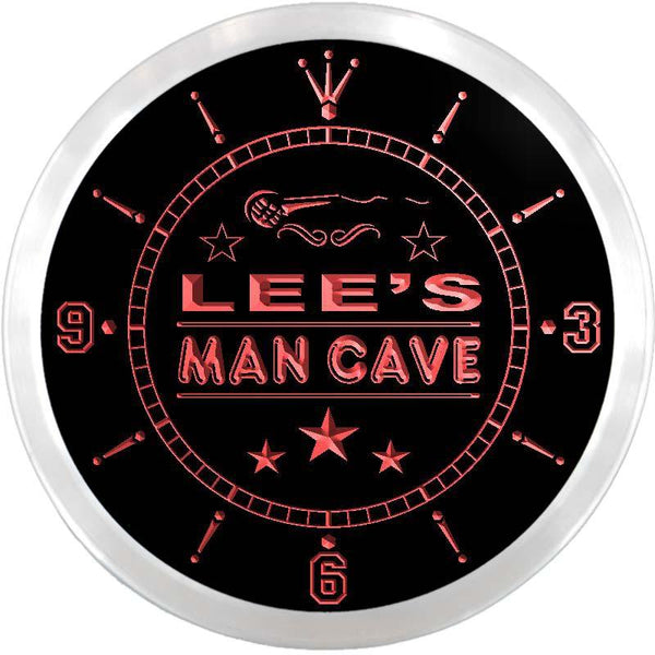 ADVPRO Lee's Man Cave Karaoke Lounge Custom Name Neon Sign Clock ncx0124-tm - Red