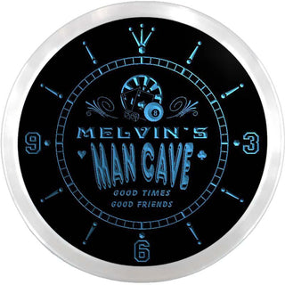 ADVPRO Melvin's Man Cave Game Room Custom Name Neon Sign Clock ncx0125-tm - Blue