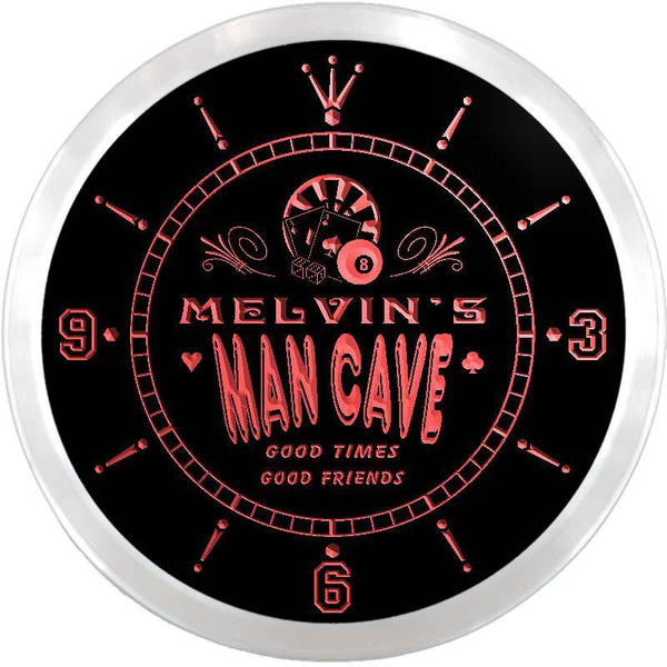 ADVPRO Melvin's Man Cave Game Room Custom Name Neon Sign Clock ncx0125-tm - Red