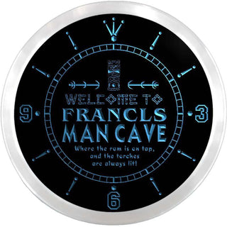 ADVPRO Francis Man Cave Tiki Bar Custom Name Neon Sign Clock ncx0126-tm - Blue