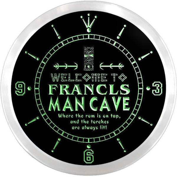 ADVPRO Francis Man Cave Tiki Bar Custom Name Neon Sign Clock ncx0126-tm - Green