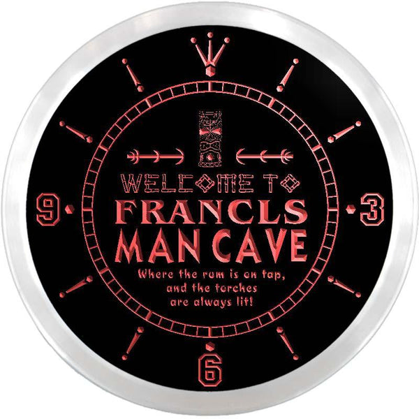 ADVPRO Francis Man Cave Tiki Bar Custom Name Neon Sign Clock ncx0126-tm - Red