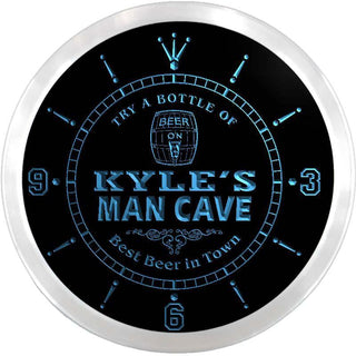 ADVPRO Kyle's Man Cave Beer-Ale Bar Custom Name Neon Sign Clock ncx0127-tm - Blue