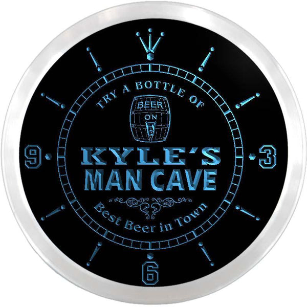 ADVPRO Kyle's Man Cave Beer-Ale Bar Custom Name Neon Sign Clock ncx0127-tm - Blue