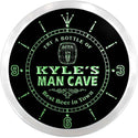 ADVPRO Kyle's Man Cave Beer-Ale Bar Custom Name Neon Sign Clock ncx0127-tm - Green