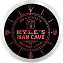 ADVPRO Kyle's Man Cave Beer-Ale Bar Custom Name Neon Sign Clock ncx0127-tm - Red