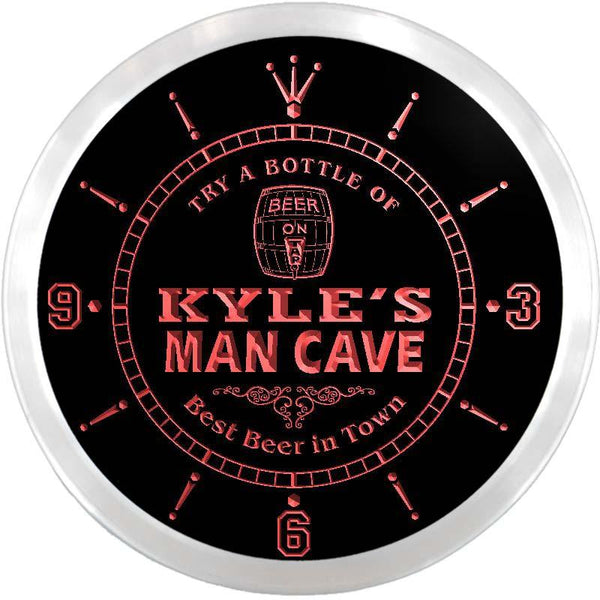 ADVPRO Kyle's Man Cave Beer-Ale Bar Custom Name Neon Sign Clock ncx0127-tm - Red