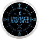 ADVPRO Bradley's Man Cave Inning Pub Baseball Custom Name Neon Sign Clock ncx0128-tm - Blue