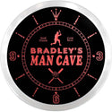 ADVPRO Bradley's Man Cave Inning Pub Baseball Custom Name Neon Sign Clock ncx0128-tm - Red