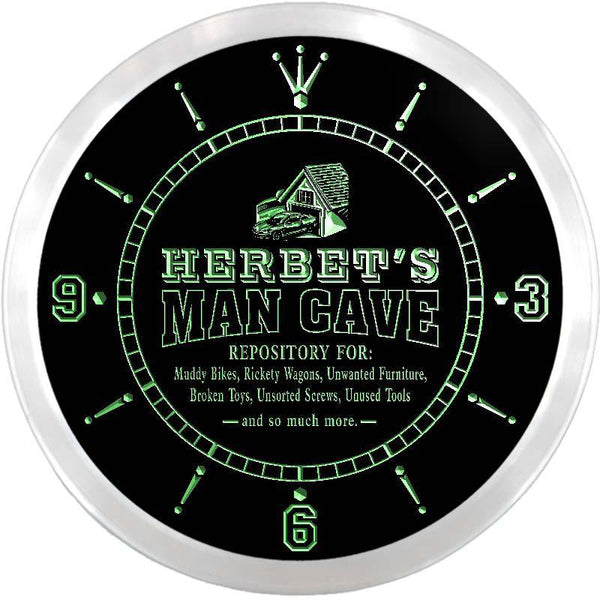 ADVPRO Herbert's Man Cave Garage Custom Name Neon Sign Clock ncx0129-tm - Green