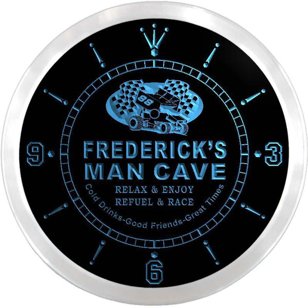 ADVPRO Frederick's Man Cave Pit Stop Custom Name Neon Sign Clock ncx0131-tm - Blue