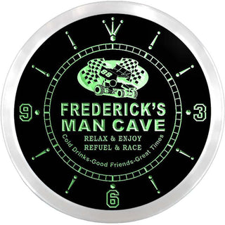 ADVPRO Frederick's Man Cave Pit Stop Custom Name Neon Sign Clock ncx0131-tm - Green