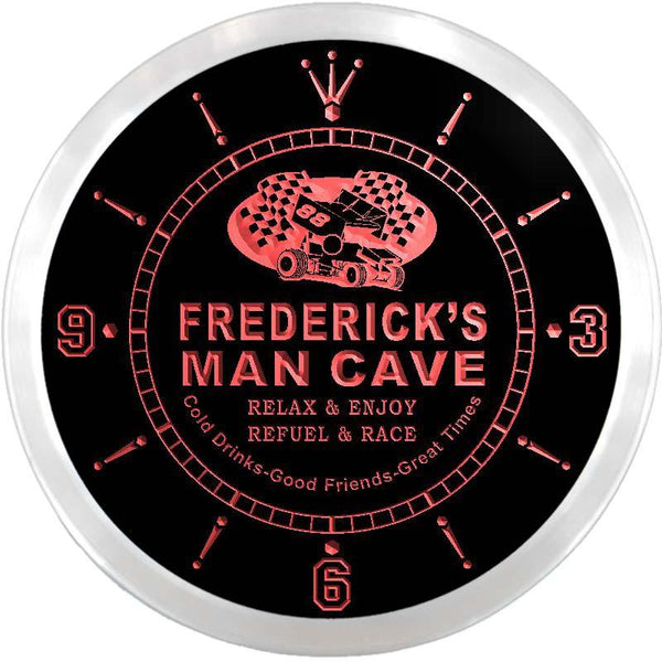 ADVPRO Frederick's Man Cave Pit Stop Custom Name Neon Sign Clock ncx0131-tm - Red