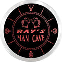 ADVPRO Ray's Man Cave Beer Mug Bar Custom Name Neon Sign Clock ncx0132-tm - Red