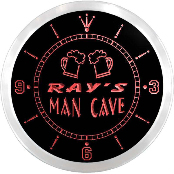 ADVPRO Ray's Man Cave Beer Mug Bar Custom Name Neon Sign Clock ncx0132-tm - Red