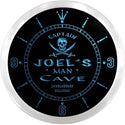 ADVPRO Joel's Private Quarters Pirate Man Cave Custom Name Neon Sign Clock ncx0133-tm - Blue