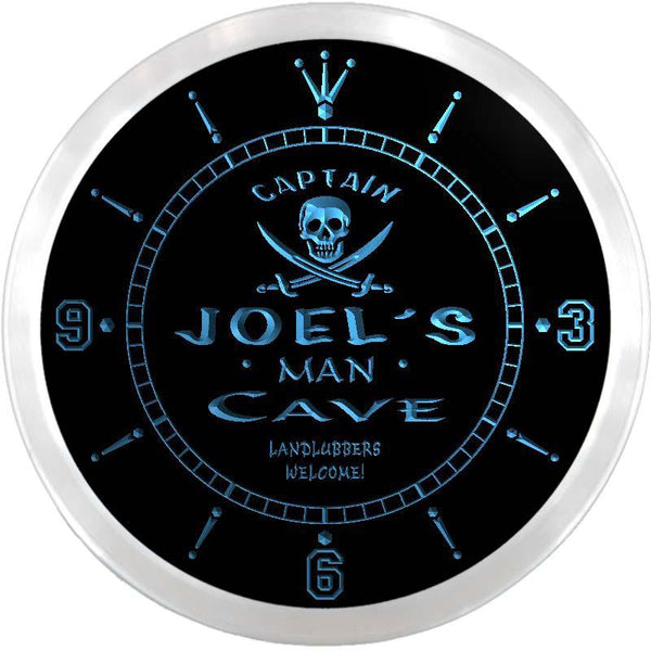 ADVPRO Joel's Private Quarters Pirate Man Cave Custom Name Neon Sign Clock ncx0133-tm - Blue