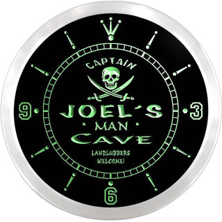 ADVPRO Joel's Private Quarters Pirate Man Cave Custom Name Neon Sign Clock ncx0133-tm - Green