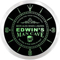 ADVPRO Edwin's Man Cave Tavern Custom Name Neon Sign Clock ncx0134-tm - Green