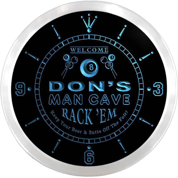 ADVPRO Don's Man Cave Pool Room Custom Name Neon Sign Clock ncx0135-tm - Blue