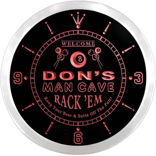 ADVPRO Don's Man Cave Pool Room Custom Name Neon Sign Clock ncx0135-tm - Red