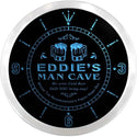 ADVPRO Eddie's Social Club Man Cave Custom Name Neon Sign Clock ncx0136-tm - Blue