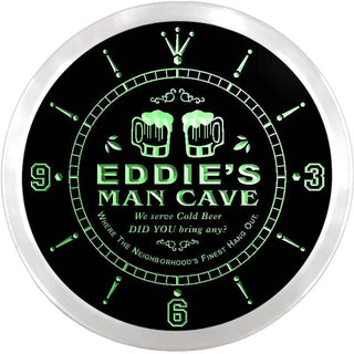 ADVPRO Eddie's Social Club Man Cave Custom Name Neon Sign Clock ncx0136-tm - Green