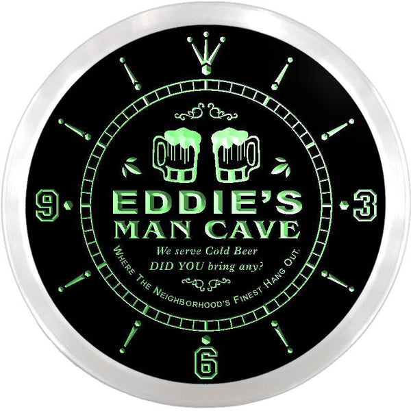 ADVPRO Eddie's Social Club Man Cave Custom Name Neon Sign Clock ncx0136-tm - Green