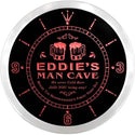 ADVPRO Eddie's Social Club Man Cave Custom Name Neon Sign Clock ncx0136-tm - Red