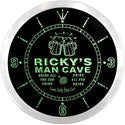 ADVPRO Ricky's Man Cave Bar Custom Name Neon Sign Clock ncx0137-tm - Green