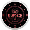 ADVPRO Ricky's Man Cave Bar Custom Name Neon Sign Clock ncx0137-tm - Red