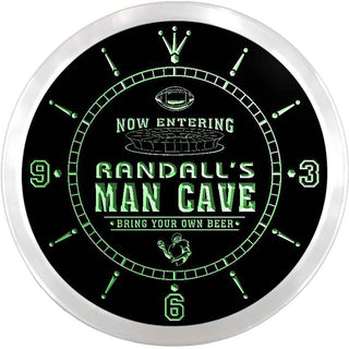 ADVPRO Randall's Man Cave Football Bar Custom Name Neon Sign Clock ncx0138-tm - Green