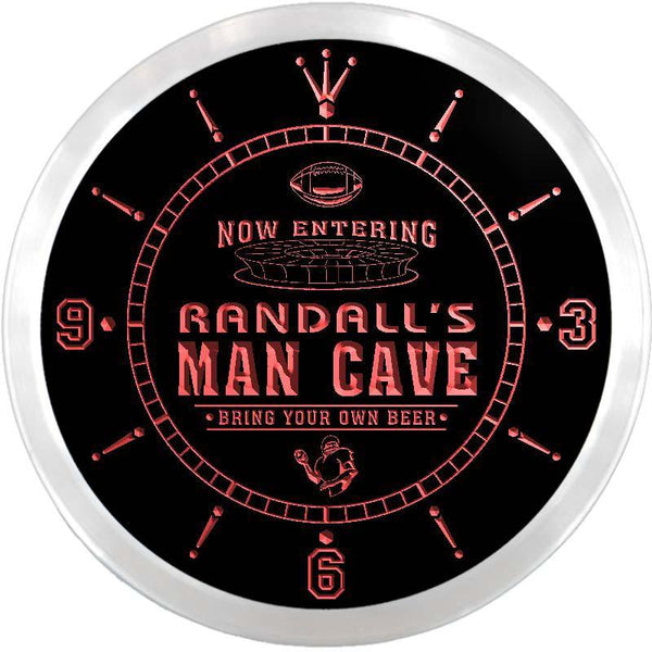 ADVPRO Randall's Man Cave Football Bar Custom Name Neon Sign Clock ncx0138-tm - Red