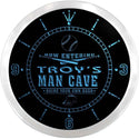 ADVPRO Troy's Man Cave Baseball Bar Custom Name Neon Sign Clock ncx0139-tm - Blue