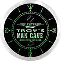 ADVPRO Troy's Man Cave Baseball Bar Custom Name Neon Sign Clock ncx0139-tm - Green