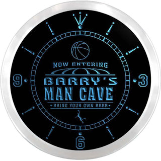 ADVPRO Barry's Man Cave Basketball Bar Custom Name Neon Sign Clock ncx0140-tm - Blue