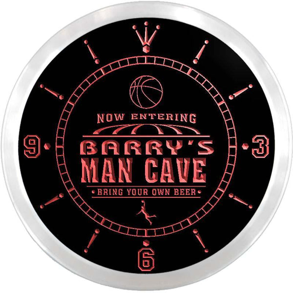 ADVPRO Barry's Man Cave Basketball Bar Custom Name Neon Sign Clock ncx0140-tm - Red
