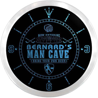 ADVPRO Bernard's Man Cave Hockey Bar Custom Name Neon Sign Clock ncx0142-tm - Blue