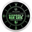 ADVPRO Bernard's Man Cave Hockey Bar Custom Name Neon Sign Clock ncx0142-tm - Green